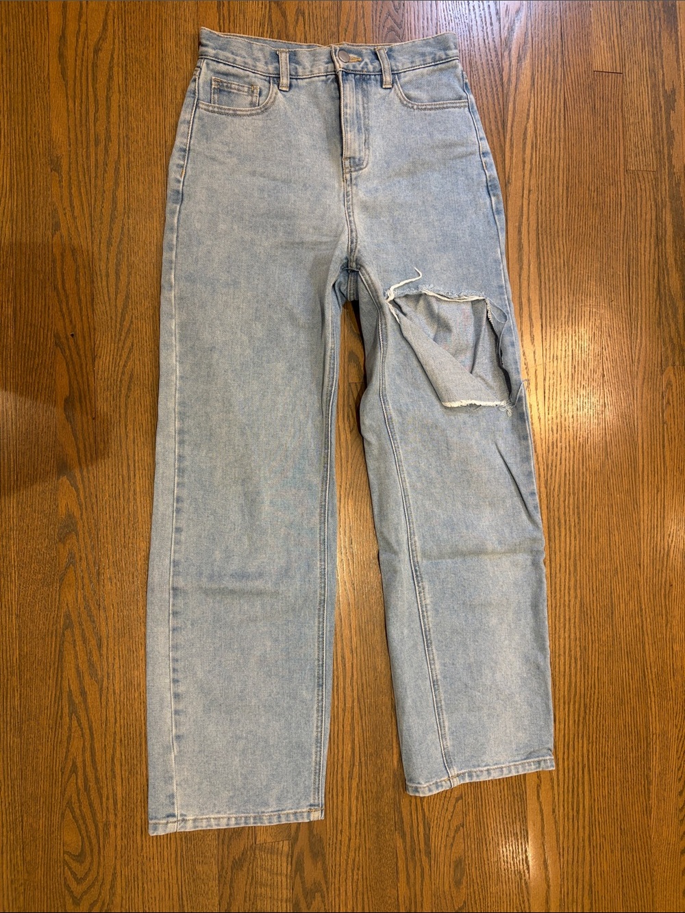 OAK + FORT Light Blue Boyfriend Jeans with Thigh Rip